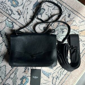 Botkier Valentina Black Pebbled Leather Crossbody Bag Purse